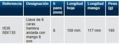 LLAVE 6 CARAS AISL.1000V C/MANGO 8mm