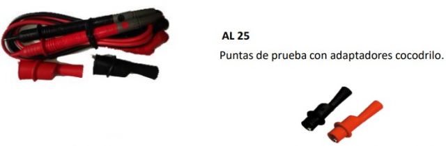 JUEGO PUNTAS AL25 P/PINZA-MULTIMETRO CAT.IV-III